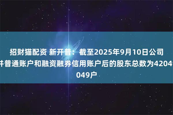 招财猫配资 新开普：截至2025年9月10日公司合并普通账户和融资融券信用账户后的股东总数为42049户